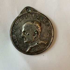Vintage Pope Paul VI St Christopher Coin‎ Medallion Pendant Italy